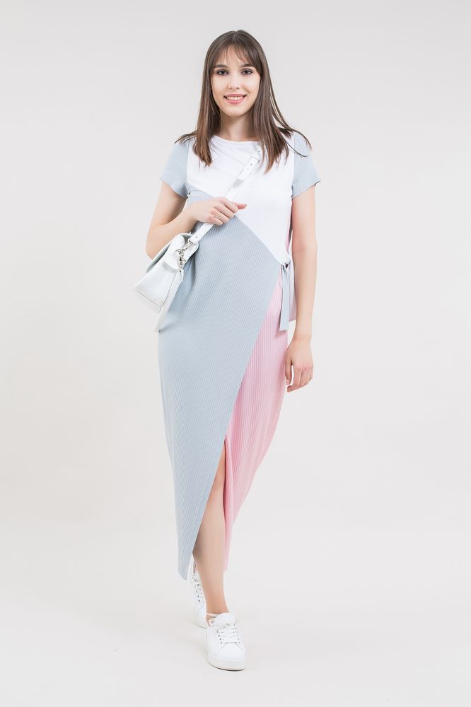 Платье MAXA 05515 серый+розовый+белый 2