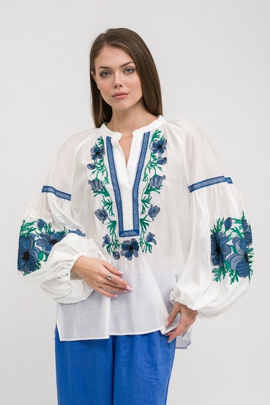 Блузка MAXA 08142 білий-синій 1