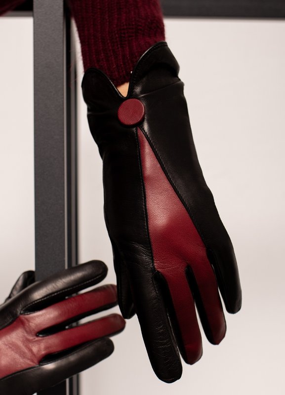 Перчатки Delcorso Luxury 019 чёрный+бордо 1