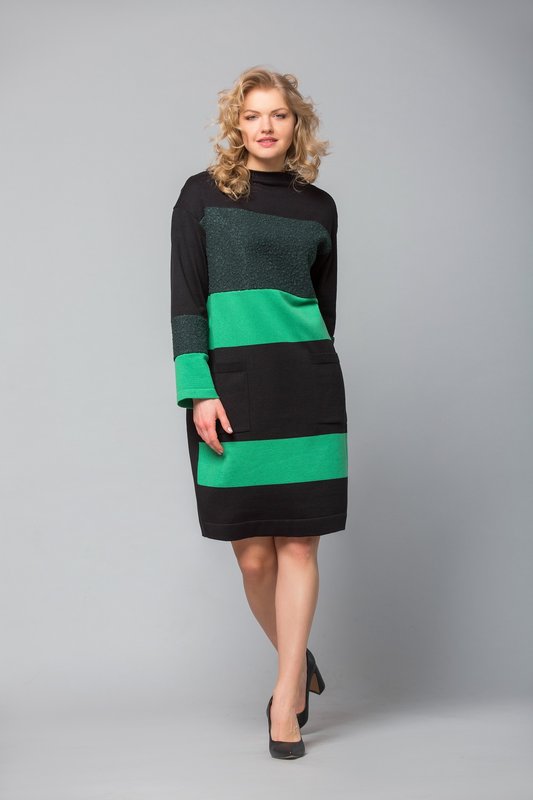 Платье MAXA 05845 чёрный+зелёный 1