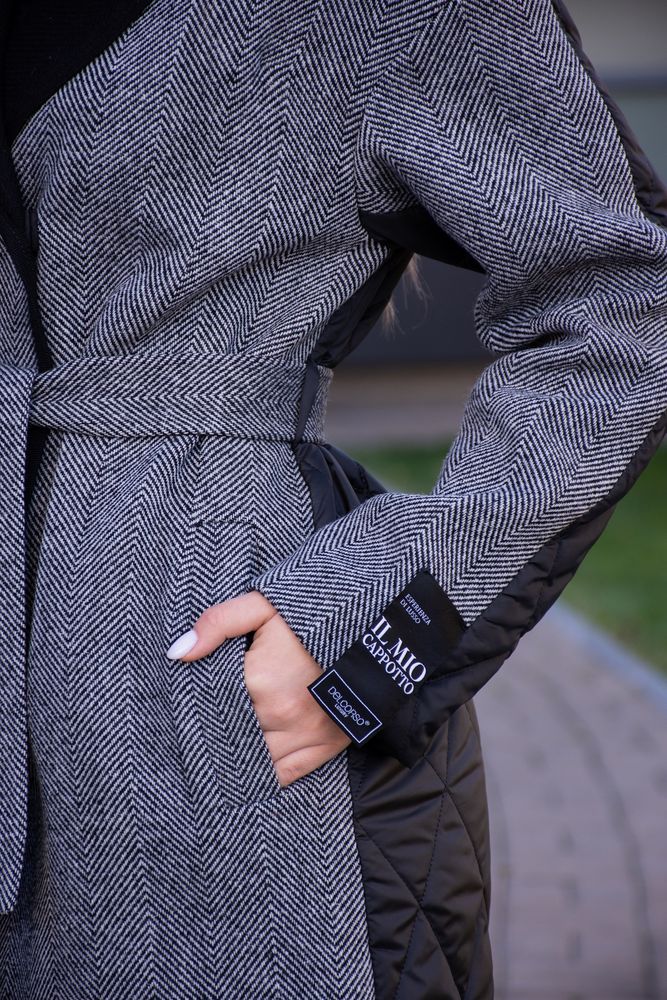 Пальто Delcorso Luxury 1055_Herringbone black/white 9