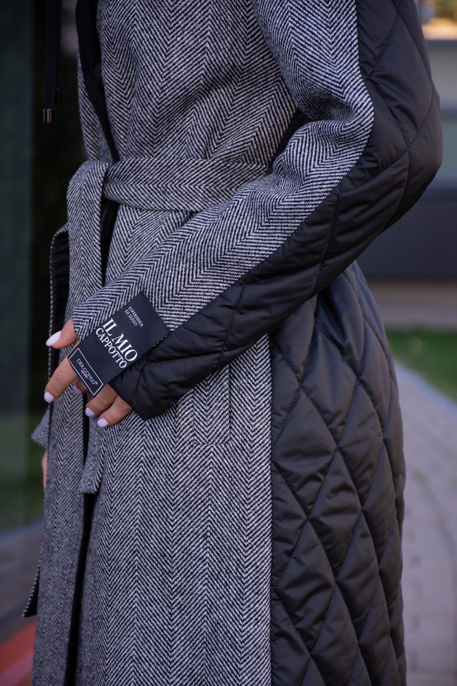 Пальто Delcorso Luxury 1055_Herringbone black/white 8