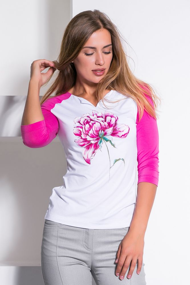 Блузка MAXA 2998 белый+розовый 3