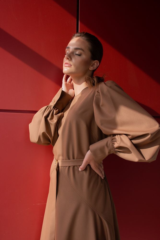 Платье Delcorso Luxury M-27_Tvill, Camel 9