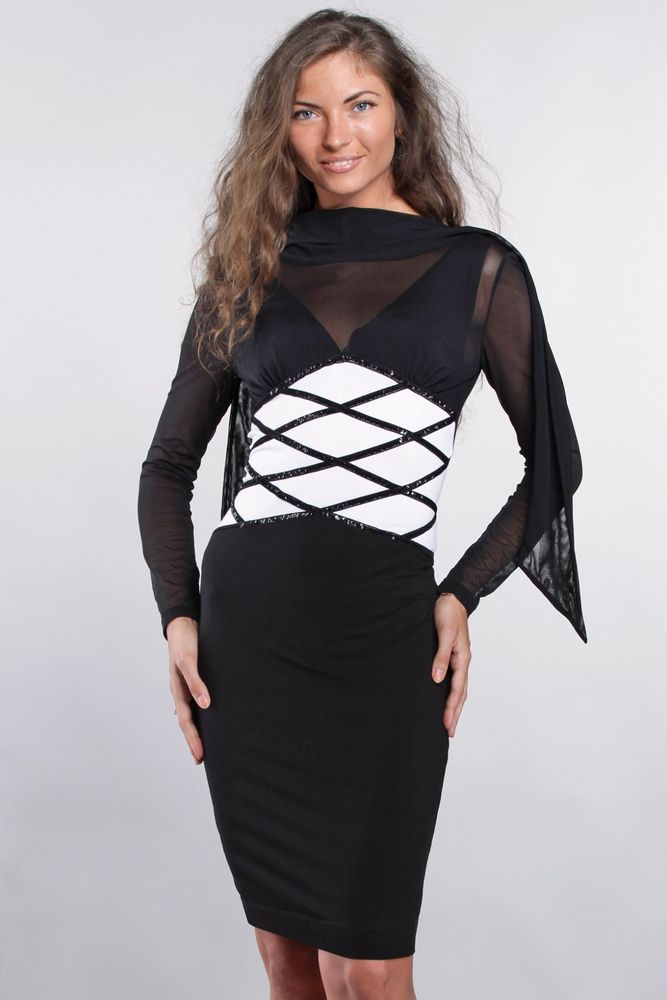 Платье MAXA 2573 чёрный-белый 4